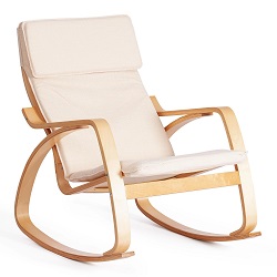 Кресло-качалка на деревянном каркасе с мягкой подушкой. Цвет дуб/бежевый.