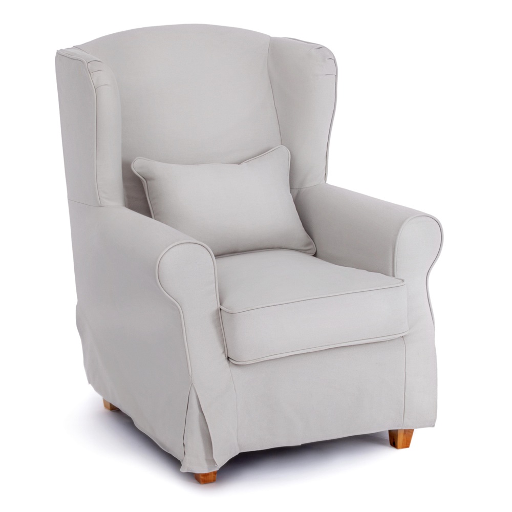 Мягкое кресло в английском стиле, каркас из массива березы, обивка ткань бежевого цвета