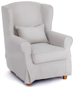 Мягкое кресло в английском стиле, каркас из массива березы, обивка ткань бежевого цвета
