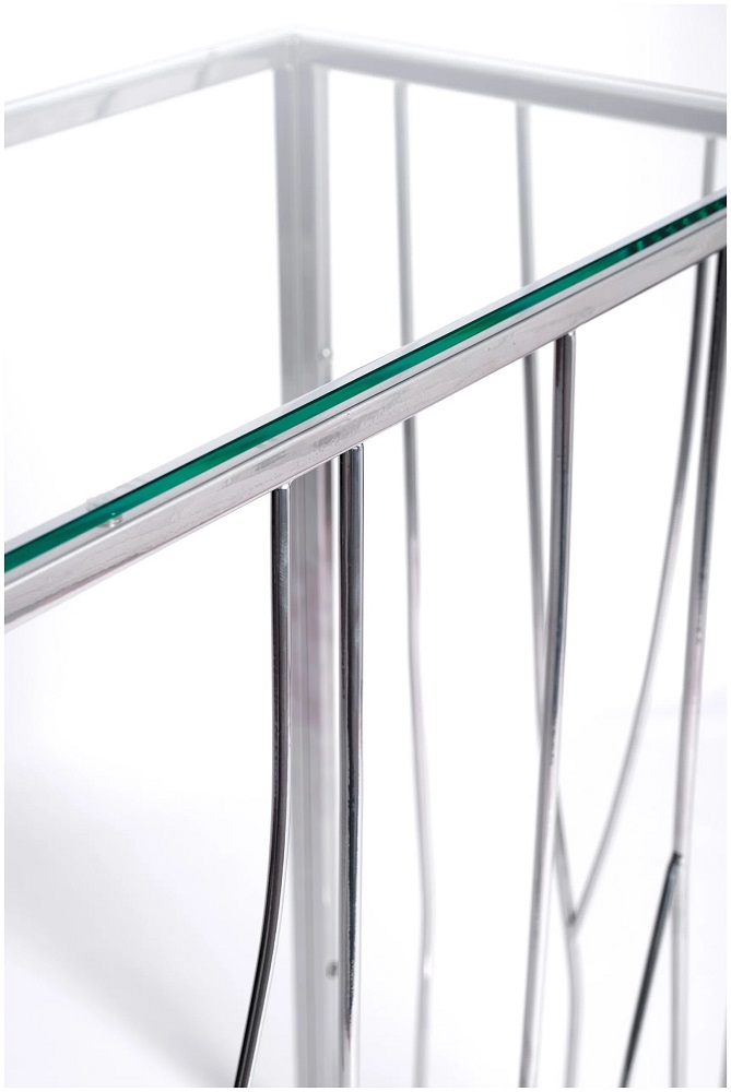 Консольный столик из стали и закалённого стекла в стиле лофт 