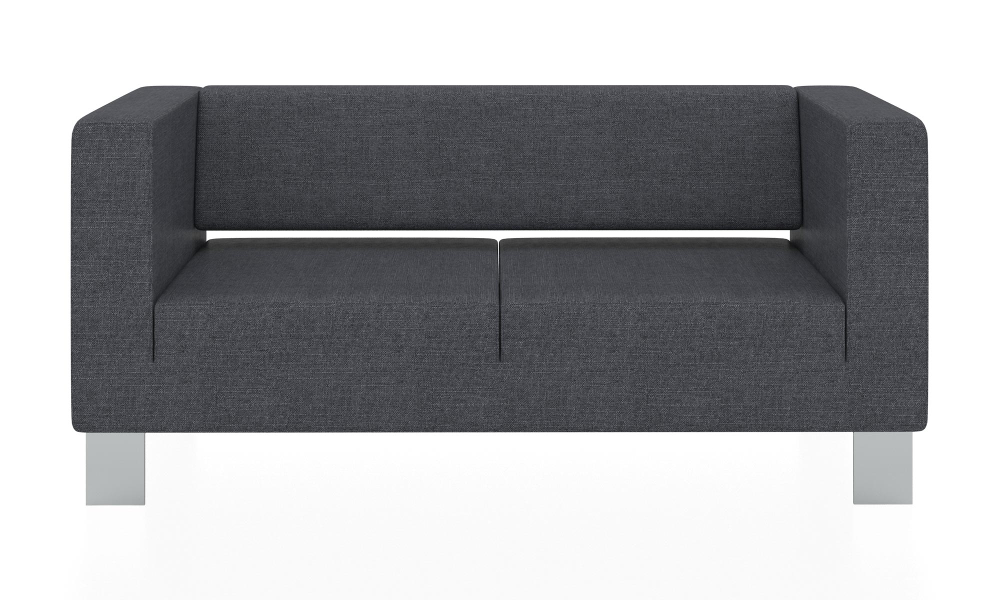 Современный двухместный диван с обивкой из ткани. Цвет серый (Flash 17).