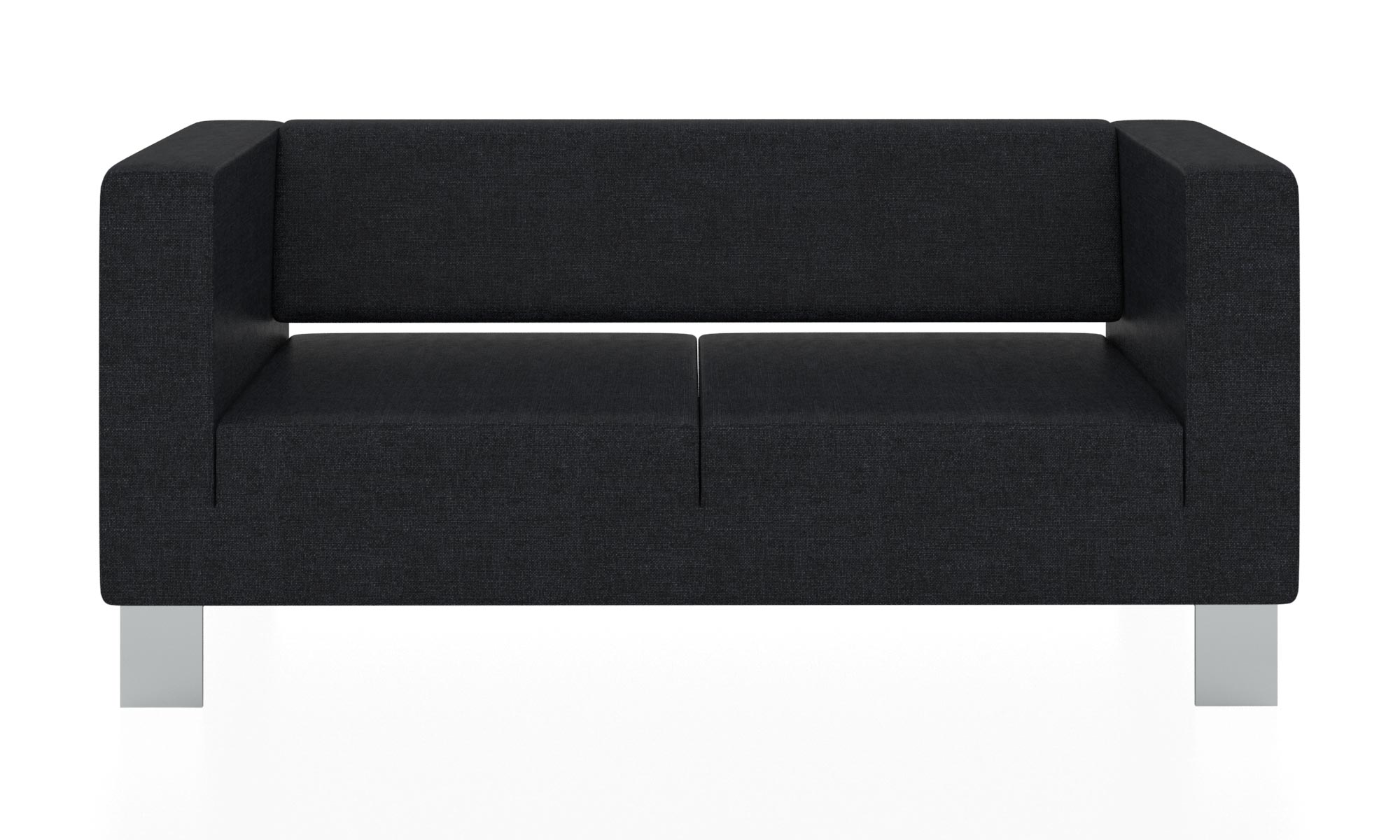 Современный двухместный диван с обивкой из ткани. Цвет черный (Flash 19).