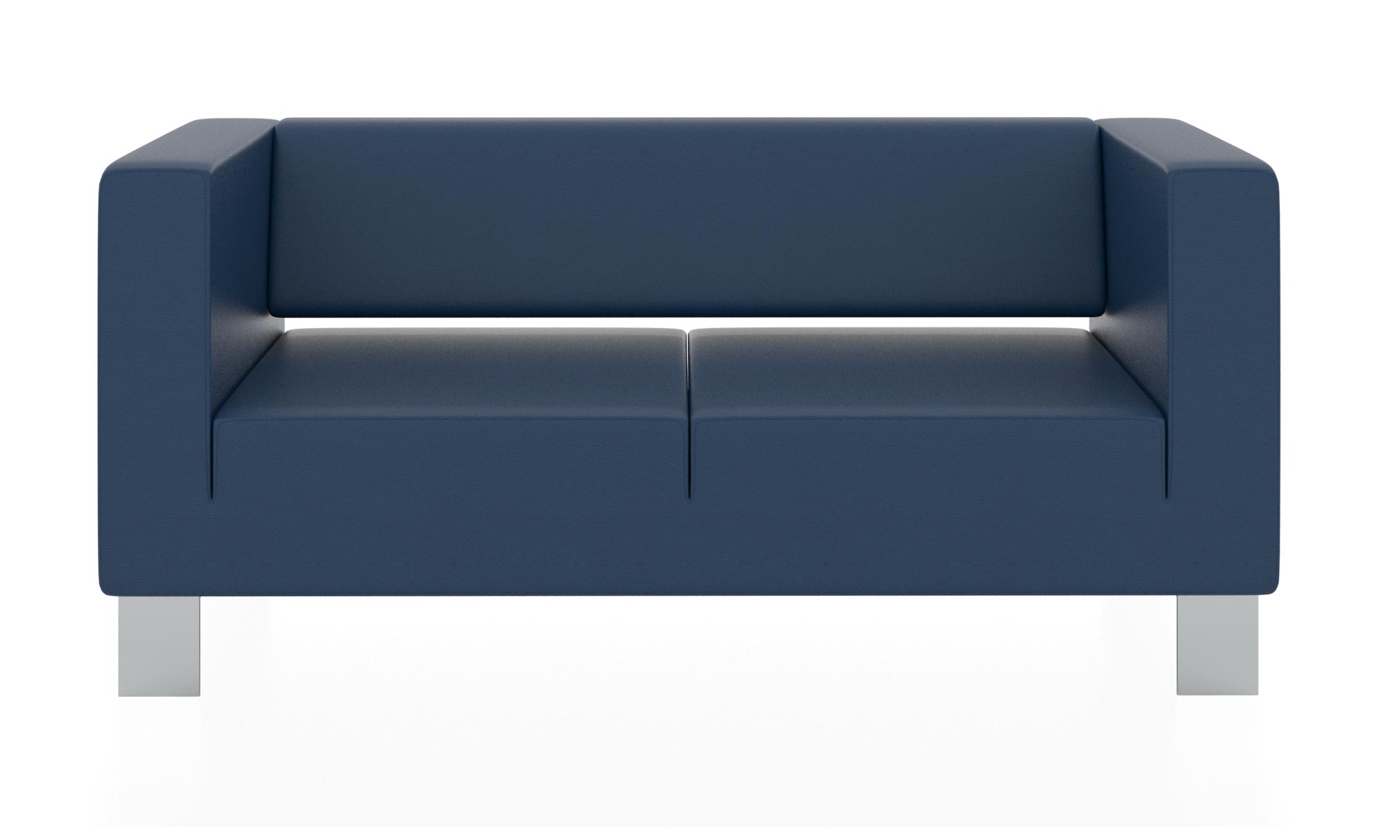 Современный двухместный диван с обивкой из кожзама. Цвет синий(euroline 903).