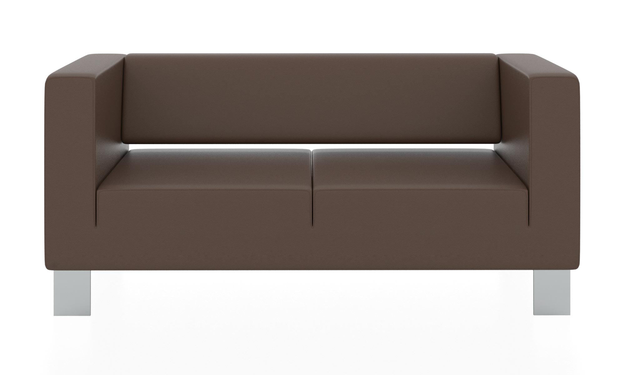 Современный двухместный диван с обивкой из кожзама. Цвет терракотовый(euroline 924).