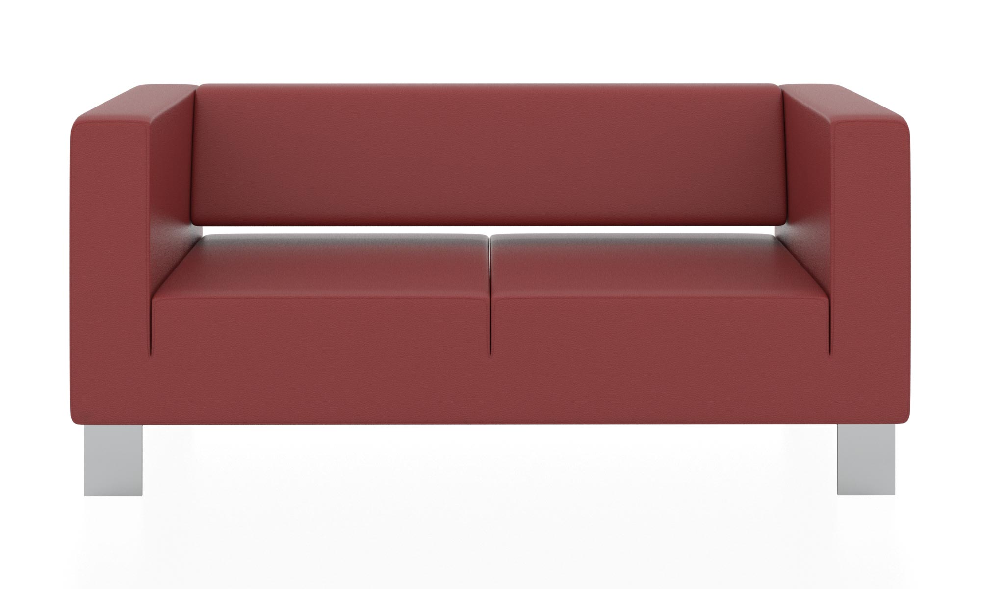 Современный двухместный диван с обивкой из кожзама. Цвет красный(euroline 960).