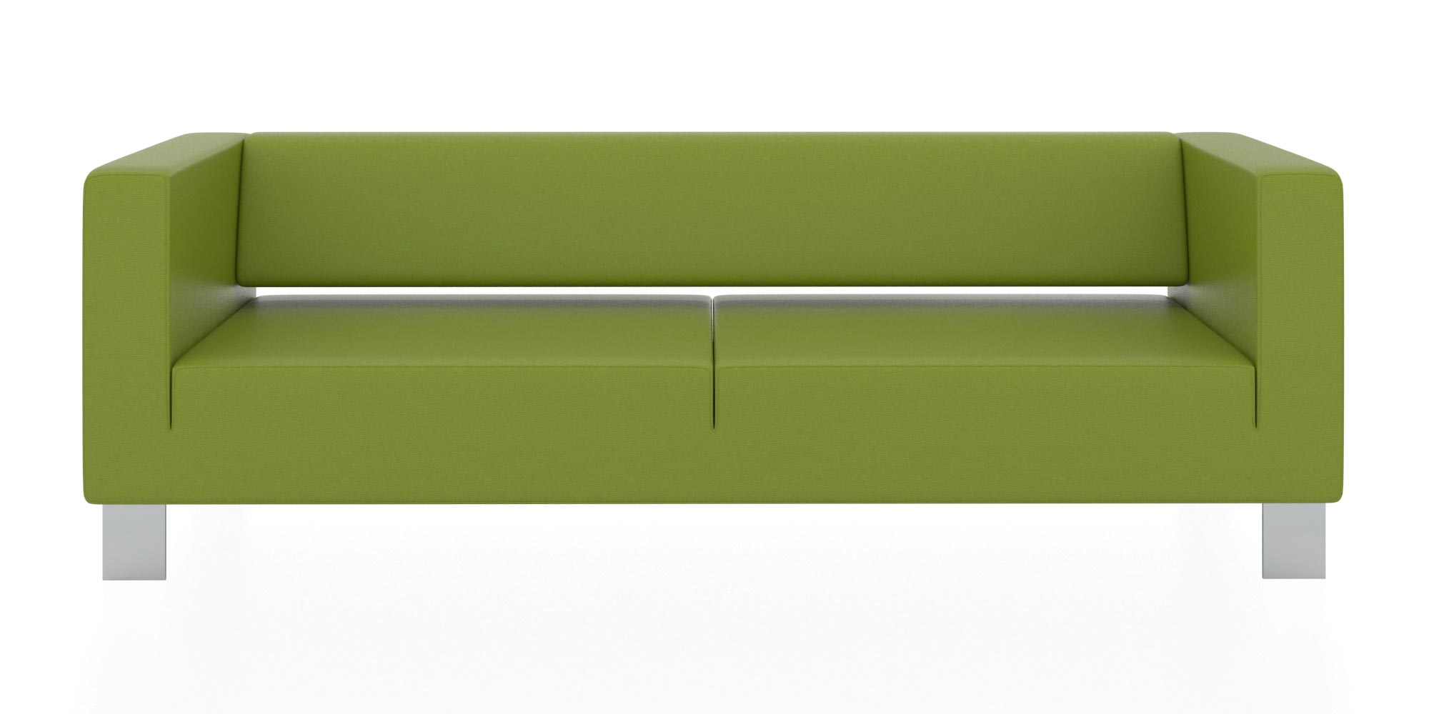 Современный двухместный диван с обивкой из кожзама. Цвет зеленый(euroline 1131).