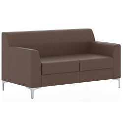 Классический двухместный диван. Обивка из кожзама коричневого цвета (euroline 924)