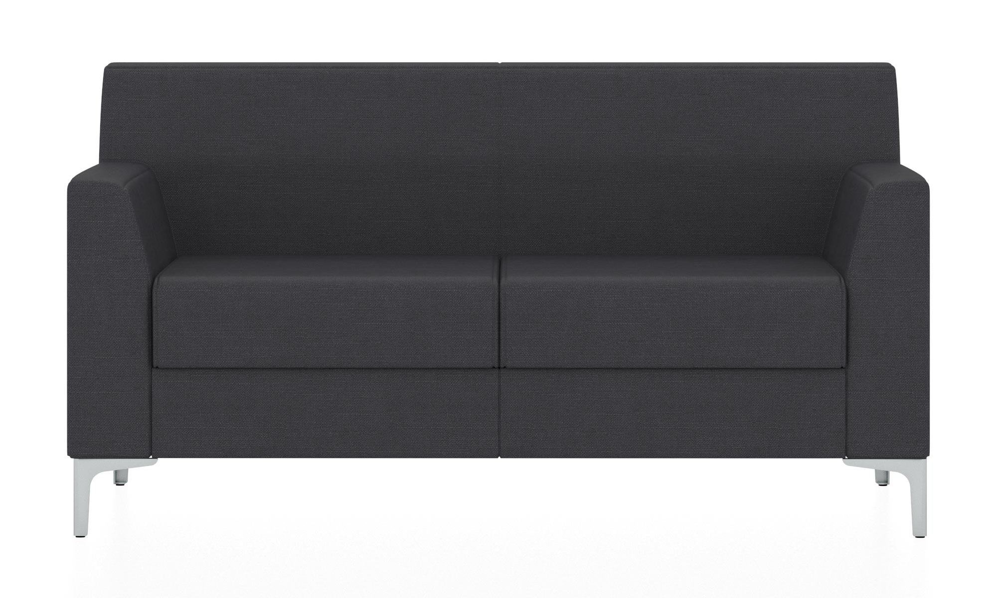 Классический двухместный диван. Обивка из ткани черного цвета (Twist 23)