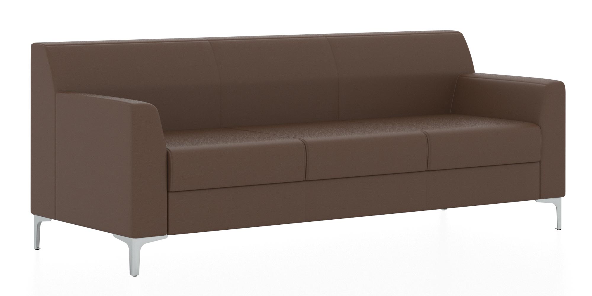 Классический двухместный диван. Обивка из кожзама коричневого цвета (Euroline 924)