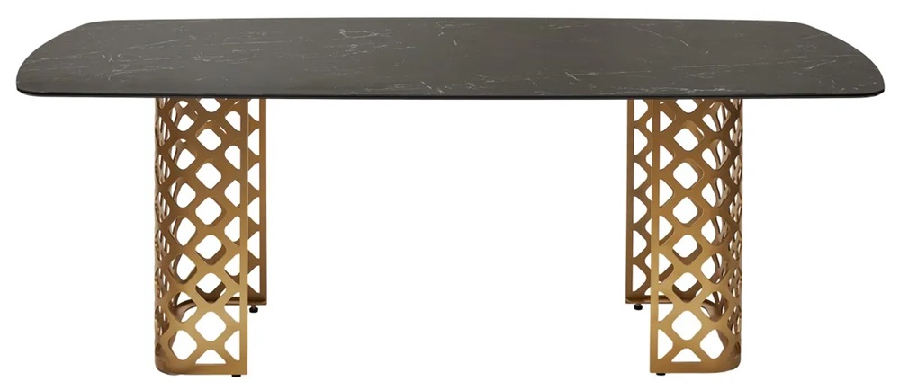 Дизайнерский керамический обеденный стол. Цвет черный мрамор.