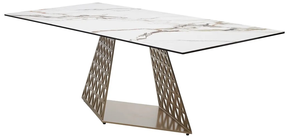 Дизайнерский керамический обеденный стол. Цвет контрастный мрамор.