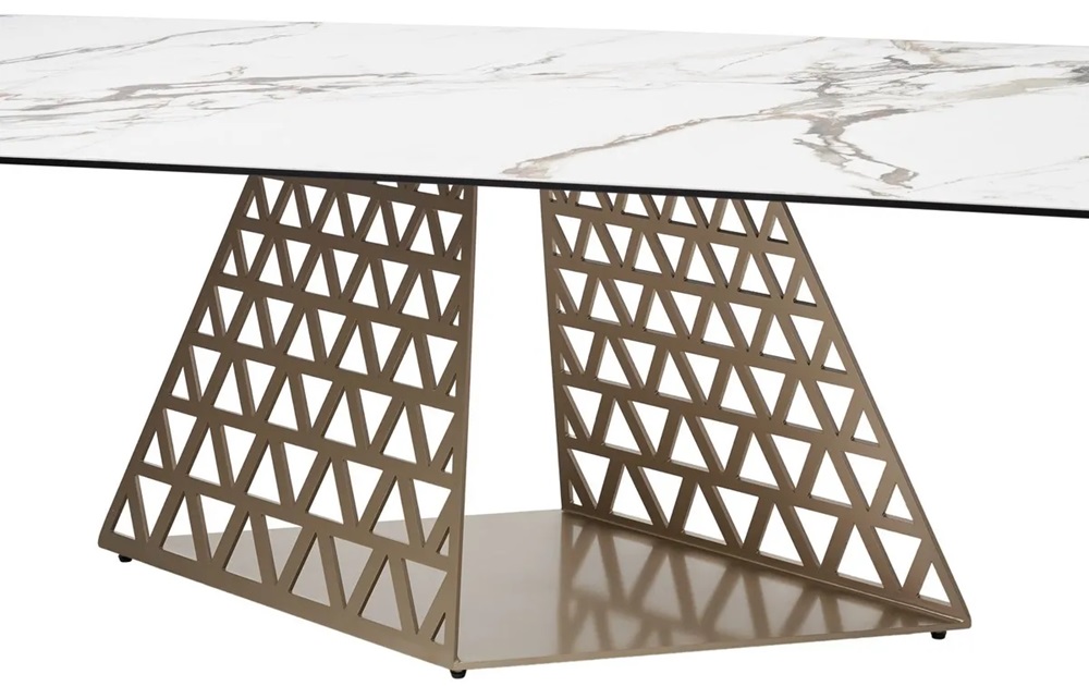 Дизайнерский керамический обеденный стол. Цвет контрастный мрамор.