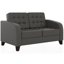 Элегантный 2х местный диван с обивкой из кожзама серого цвета (euroline 995).