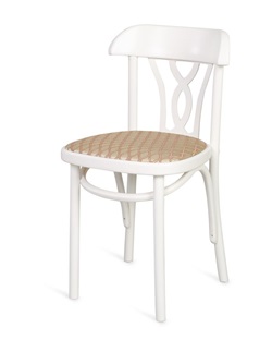 Деревянный стул с обивкой из ткани. Цвет белая эмаль.