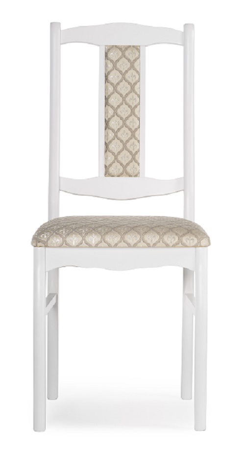 Деревянный стул с фигурной спинкой. Цвет белый/бежевый.
