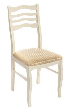 Деревянный стул с мягким сиденьем. Цвет молочный/бежевый с рисунком.