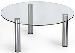 Круглый журнальный столик в современном стиле из стекла и металла