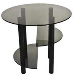 Круглый столик с полочкой из стекла и металла в современном стиле