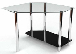 Письменный стол из стекла и металла. столешница треугольной формы