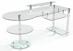 Прозрачный компьютерный стол из стекла и металла в современном стиле 