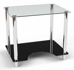 Письменный столик, столешница прозрачное стекло, опоры-хромированный металл