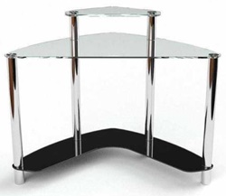 Компьютерный стол из стекла и металла в современном стиле