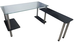Раскладной письменный стол из стекла и металла в современном стиле