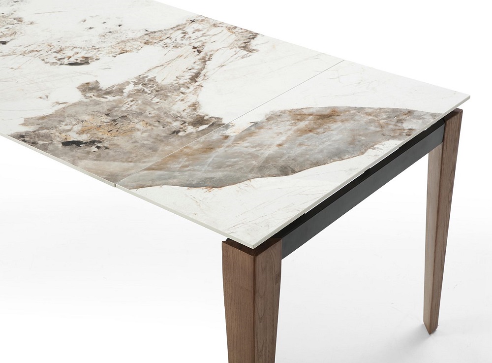 Выдвижной стол из керамики на деревянных ножках. Цвет Pandora.
