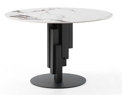 Круглый керамический стол. Цвет белый мрамор.
