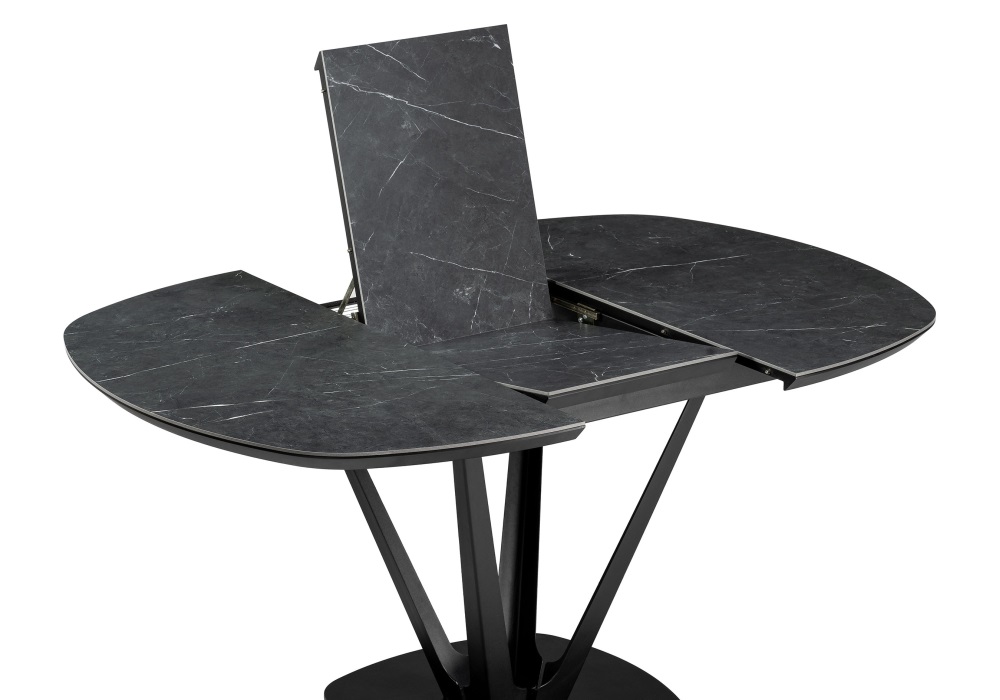 Обеденный раскладной стол с керамикой. Цвет черный.
