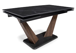 Обеденный раздвижной керамический стол. Цвет черный мрамор.