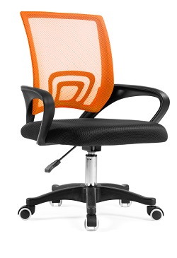 Компьютерное кресло с сетчатой спинкой. Цвет оранжевый/черный.