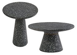 Комплект кофейных столиков из материала терраццо. Цвет черный.