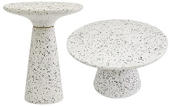 Комплект кофейных столиков из материала терраццо. Цвет белый.