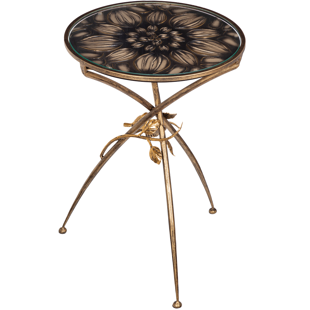 Столик с декорированными элементами. Цвет: Каштан (коричневый) Амбер (бронзовый).