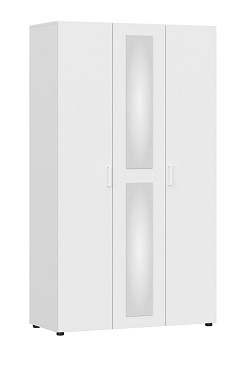 Трехдверный платяной шкаф из ЛДСП, цвет белый текстурный.

