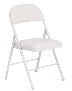Складной стул из экокожи на металлическом каркасе. Цвет белый.
