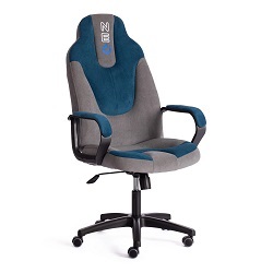 Кресло компьютерное из ткани флок. Цвет комбинированный: серый/синий.