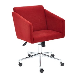 Кресло офисное из ткани флок. Цвет: бордовый.