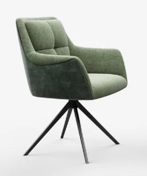 Стул-кресло из ткани с поворотным механизмом. Цвет зеленый.