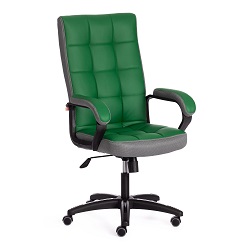 Кресло компьютерное из экокожи. Цвет комбинированный: зеленый/серый.
