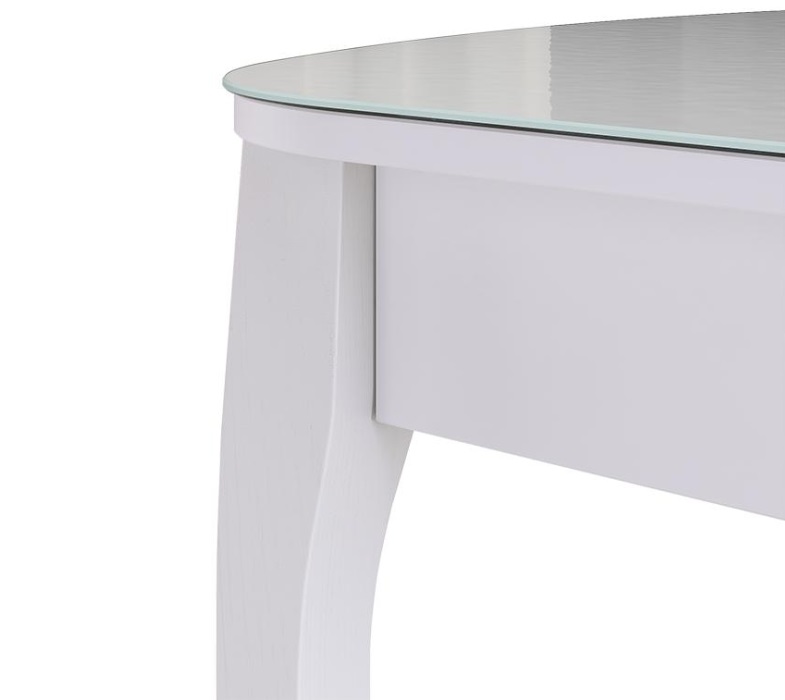 Деревянный стол со стеклом и ящиком. Цвет белый.