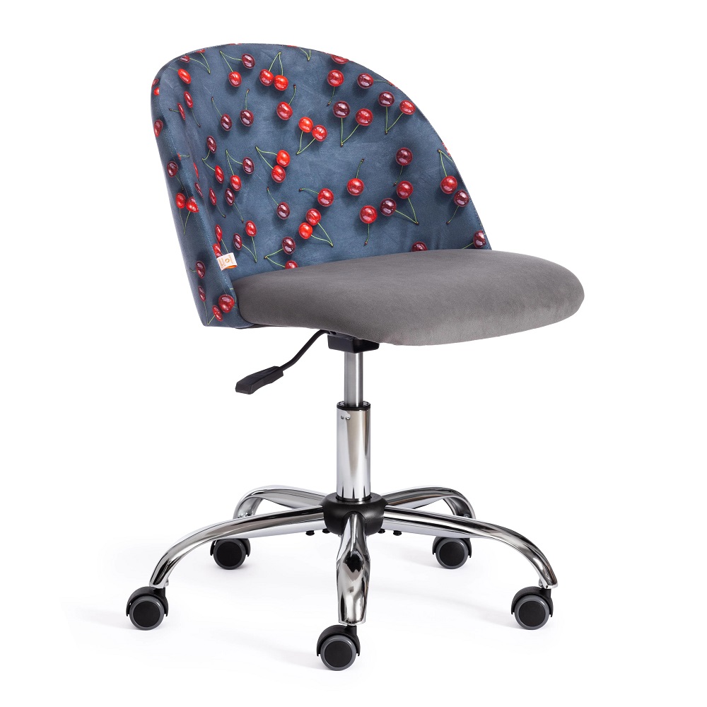 Кресло компьютерное из ткани флок. Цвет комбинированный: серый/Botanica 08 cherry.