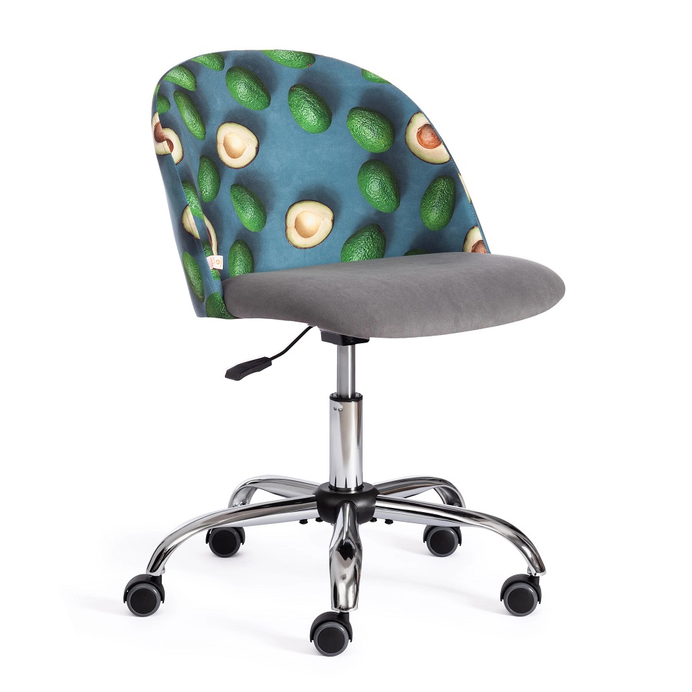 Кресло компьютерное из ткани флок. Цвет комбинированный: серый/Botanica 11 avocado.