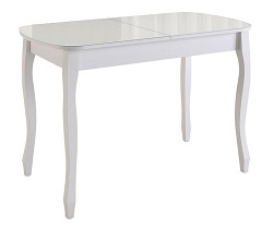 Деревянный раскладной стол со стеклом. Цвет белый.
