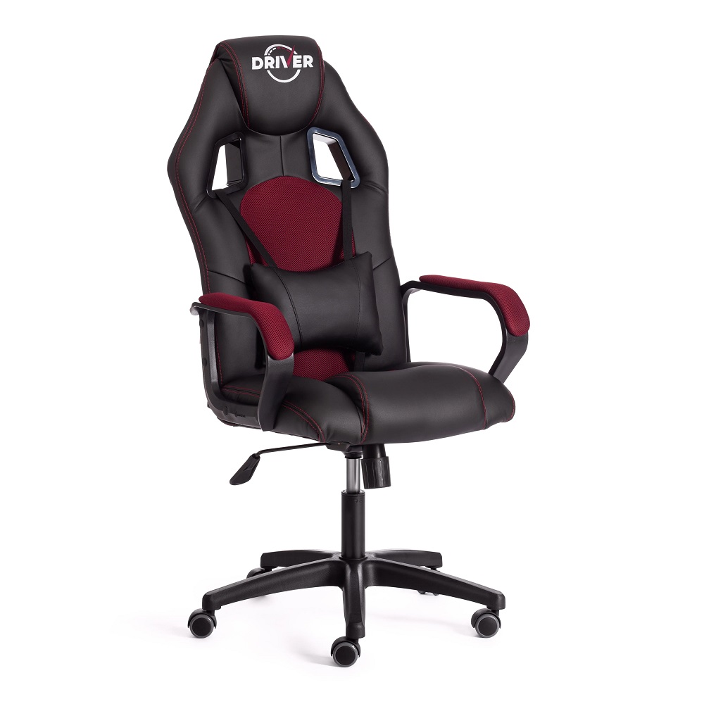 Кресло компьютерное из экокожи с сеткой. Цвет комбинированный: черный/бордо.