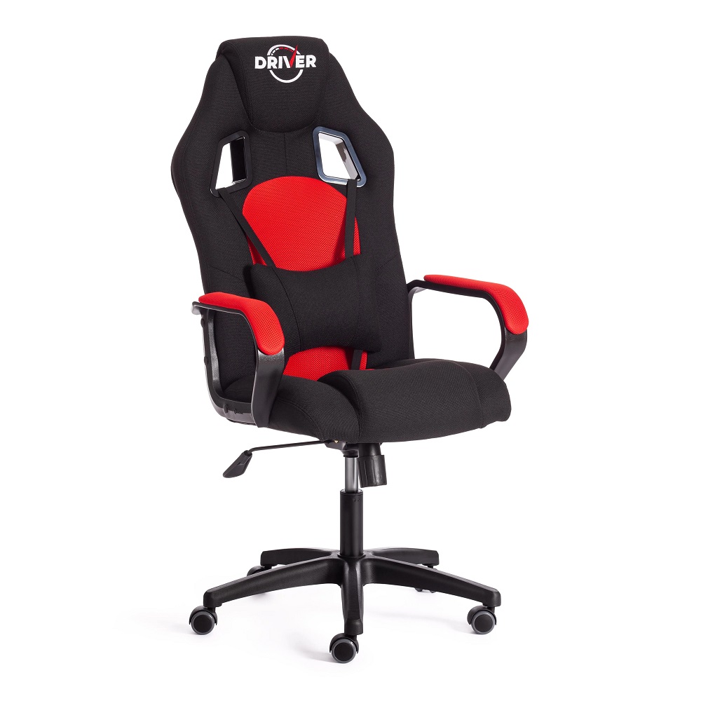 Кресло компьютерное из ткани рогошка с сеткой. Цвет комбинированный: черный/красный.