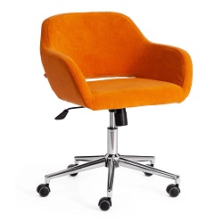 Кресло компьютерное из ткани флок. Цвет: оранжевый.