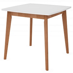 Квадратный стол в скандинавском стиле, цвет: белый, орех миланский