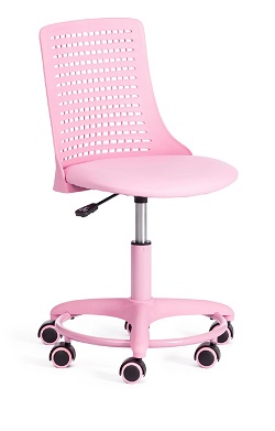 Детское компьютерное кресло из пластика и кожзама. Цвет розовый.